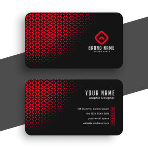 Professional red and black halftone business card template vector